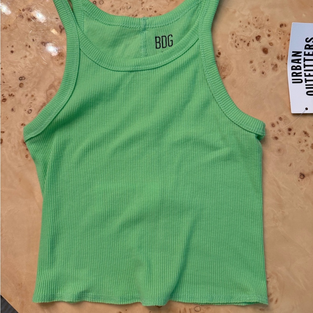 BDG Green Fitted Crop Tank Top